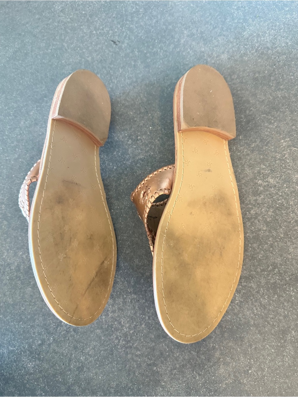 Jack Rogers Metallic Leather Thong Sandals Size 10 - Picture 3 of 3